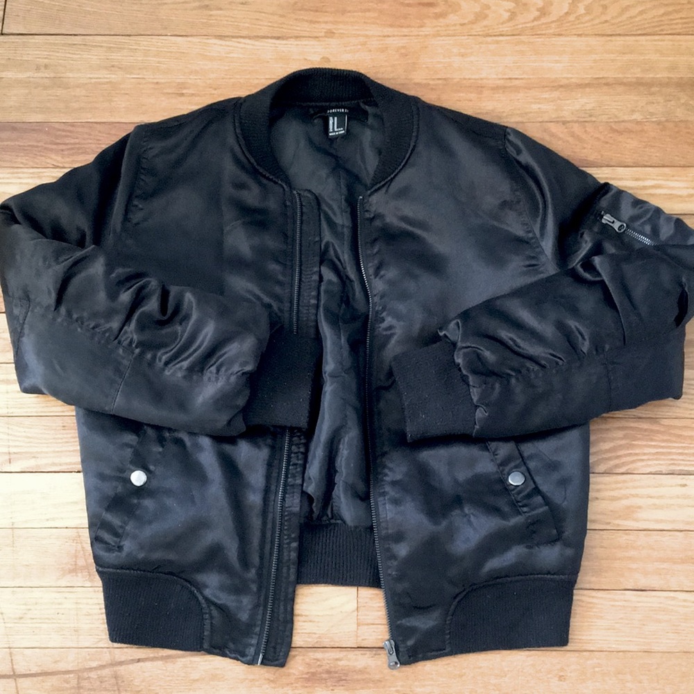 Black Forever 21 Bomber Jacket